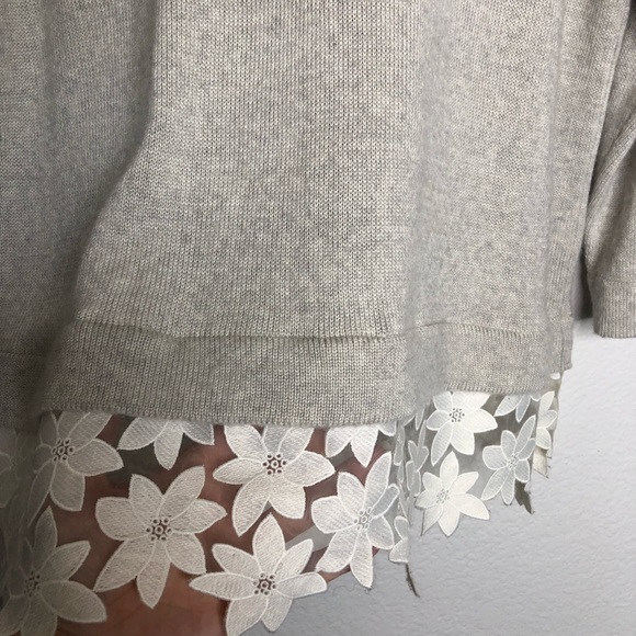 J. Crew merino wool blend lace floral hem sweater - Picture 4 of 6